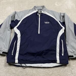FootJoy Jacket Mens XL Navy Gray 1/4 Zip Golf Windbreaker Fox Den CC Preppy